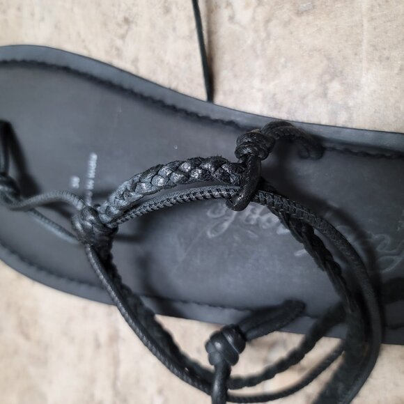 NEW Free People Caroline Cali Sandals Black Leather Braided Ankle Strap 8 - Picture 6 of 6